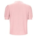 thumbnail image 5 of Hot days, bold styles. Olyvenn Womens Summer Business Casual Blouses Eyelet V Neck Puff Short Sleeve Shirts Hollow Out Cute Lace Tops Pink S, 5 of 6