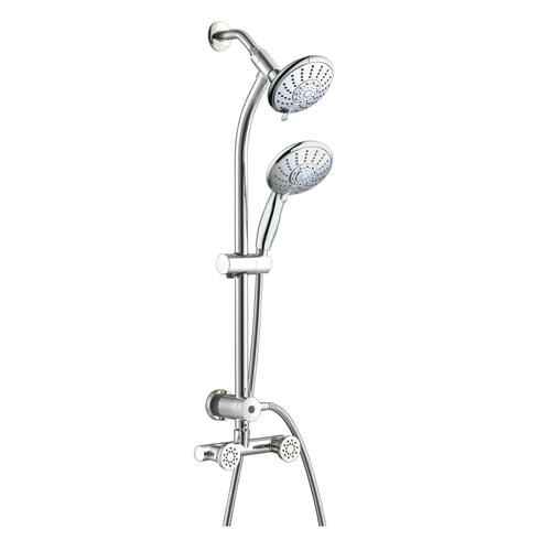 Lordear 5 Functions Double Rain Hotel Spa Dual Bathroom Shower Heads  Commercial Flexible Handheld Combo Polished Chrome Shower Set with  Adjustable 