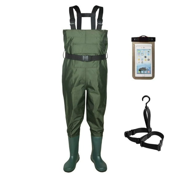 Chest Wader, 2-Ply Nylon/PVC Waterproof Fishing & Hunting Waders with Boot Hanger Water-proof phone case