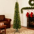 thumbnail image 3 of Bringstar 7FT Pre-Lit Pencil Christmas Tree,Artificial Trees Green, 200 LED Warm White Lights, 3 of 13