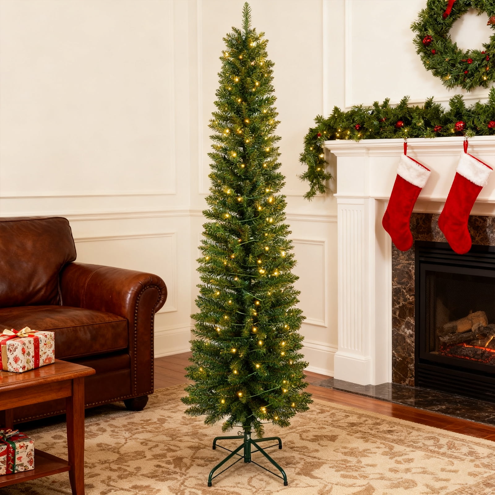 BRINGSTAR 6' Pre-Lit Pencil Christmas Tree Green photo 2