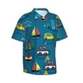 thumbnail image 2 of JUNZAN Transportations with Buildings Pattern Hawaiian Shirt for Men,Summer Beach Casual Short Sleeve Button Down Shirts-Large, 2 of 9