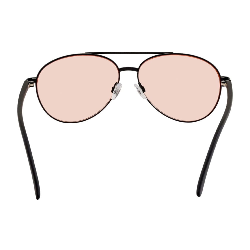 Aray Matte Black Aviator Night Driving Glasses Sunglasses in Rose Lens Unisex Adult.
