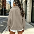 thumbnail image 3 of Women's Quarter Zip Pullover Sweatshirt, Long Sleeve Stand Collar Tops with Kangaroo Pocket, Loose Relaxed Casual Beige L, 3 of 9