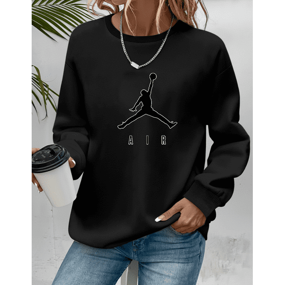 Basketball Legend Jumpman Logo Air Flight Style Black Graphic Sweatshirt V10741, for Men & Women, up to Size 5XL