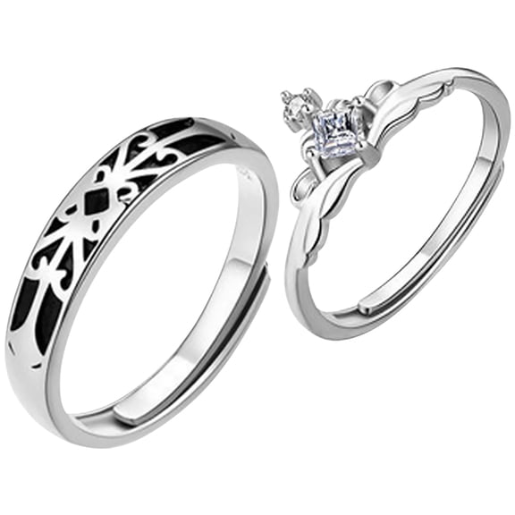 FONDOTIN 1 Pair Fashionable Open Rings Alloy Finger Accessories Adjustable for Couples and Daily Wear