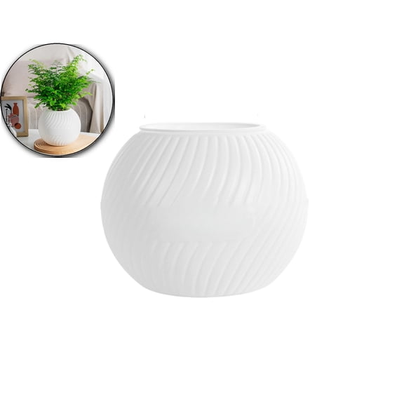 Hydroponic Self-Watering Plastic Plant Pot for Indoor Desktop – White, 7.87x6.50x6.50in