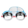 thumbnail image 2 of Moyic Juego de vajilla de acero inoxidable para niños, cuchara, tenedor, forma de coche de dibujos animados, diseño de compartimento, Mostrada Azul Coche/Cuenco/extraíble, 2 of 6