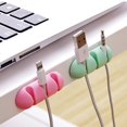 thumbnail image 2 of 2pcs Silicone Cable Organizer, 3 Holes Cable Clips USB Cable Holder Wire Winder Holder Desk Cord Clips Wire Holder for Earphone Phone Computer Random Color (Green, Pink, Blue) One Size, 2 of 7