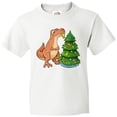 thumbnail image 3 of Inktastic Tyrannosaurus Rex Decorating Christmas Tree Youth T-Shirt, 3 of 5