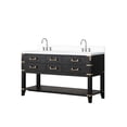 thumbnail image 3 of Black Oak Double Bath Vanity 60" W X 22" D With Intriguing Cultured Marble Top And Faucet - Spacious Storage Soft Close Feature 60"x22" Enticing 4 Drawers Open Shelf For Practical, 3 of 5