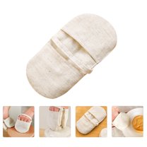 STOBOK Heat Resistant Oven Mitt in Beige Cotton Linen for Kitchen Cooking Baking and Serving