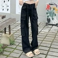 thumbnail image 2 of Outfmvch Cargo Pants Vintage Pants Wide Leg Pants Woman Wide Leg Sweatpants Women Travel Pants Baggy Jeans Black L, 2 of 5