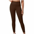 thumbnail image 2 of SBYOJLPB Women's Solid Color High Waisted Hip Elastic Fitness and Sports Tight and Nude Yoga Long Pants Coffee 2(XS), 2 of 4