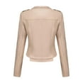 thumbnail image 7 of qolati Women Faux Leather Jackets Vintage Long Sleeve Zip Up Motorcycle Jacket 2024 Trendy Lightweight Collar Cropped Coats Outwear, 7 of 7