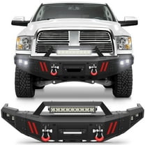 POFENZE Front Bumper for Dodge Ram 2500/3500 2010-2018 Truck Bumper with Winch Plate Lights and D-rings