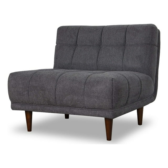 Allen Mid-Century Modern Tight Back Fabric Lounge Chair in Dark Gray