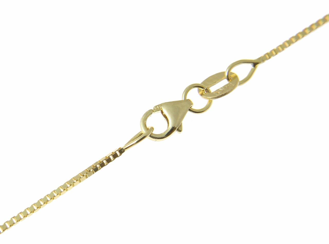 14K solid yellow gold 0.65mm box chain necklace lobster clasp 22"
