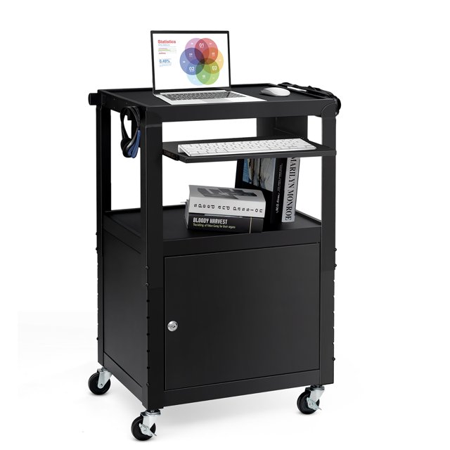 Costway Mobile Acier AV Présentation Panier Réglable en Hauteur W / Armoire Verrouillée & Clavier