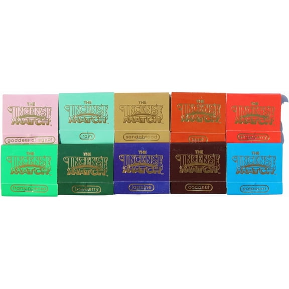10 Pack Incense Matches: Variety Pack - Eliminates Bathroom Odors While Adding Fragrance - 30 matchsticks per Matchbook, 300 matchsticks per Purchase