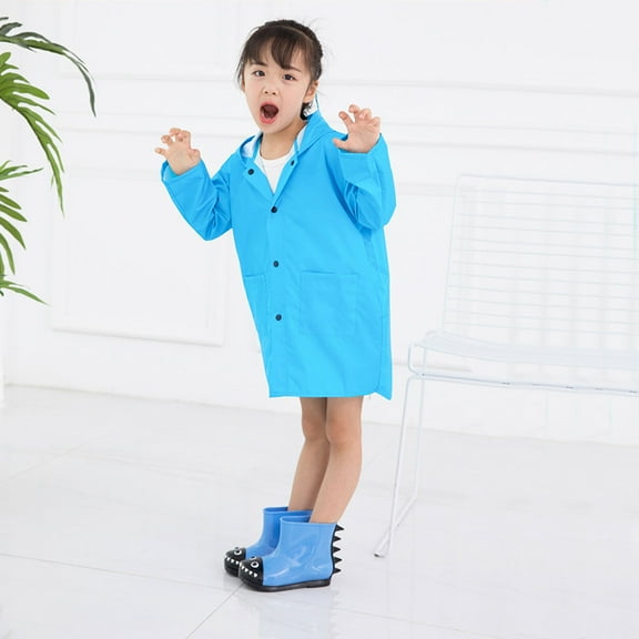 LEORX rain jacket waterproof kids poncho Blue 1Set