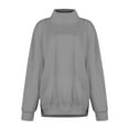 thumbnail image 3 of BLOCLOALO Women's Turtleneck Sweatshirt Oversized Long Sleeve Pullover with Pocket Trendy Casual Loose Fit Fleece Top for Fall Winter Basic Sweatshirts Long Sweatshirts Womens Fall Sweatshirt Grey Xl, 3 of 3