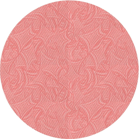 Ahgly Company Indoor Round Patterned Light Salmon Pink Area Rugs, 6' Round