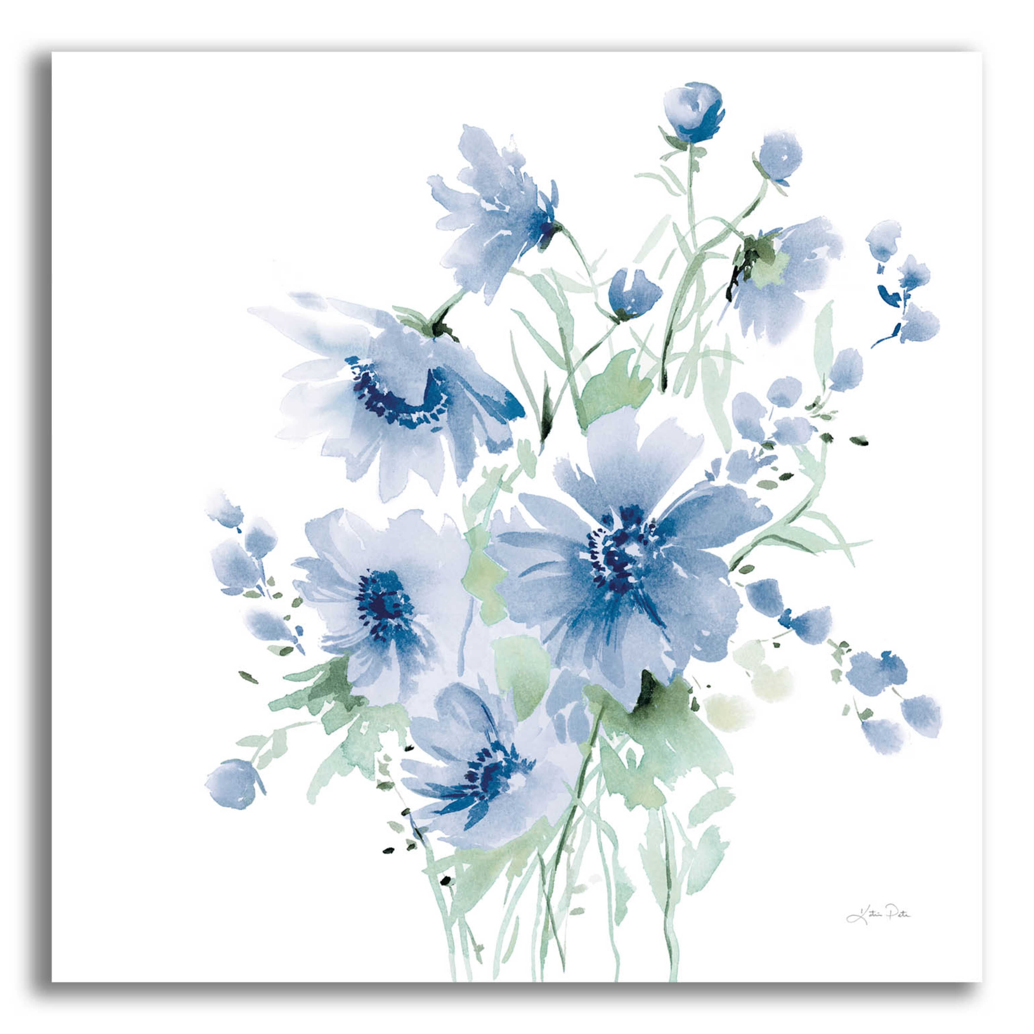 Secret Garden Bouquet Blue Floral Canvas Print 12" x 12"