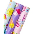 thumbnail image 2 of AllWays Plaza Girls Birthday Wrapping Paper Roll - 3 Short Rolls - 17 inch x 120 inch Per roll - Fantacy Pink and Purple Wrapping Paper for Kids Girls Birthday, Baby Shower, 2 of 15