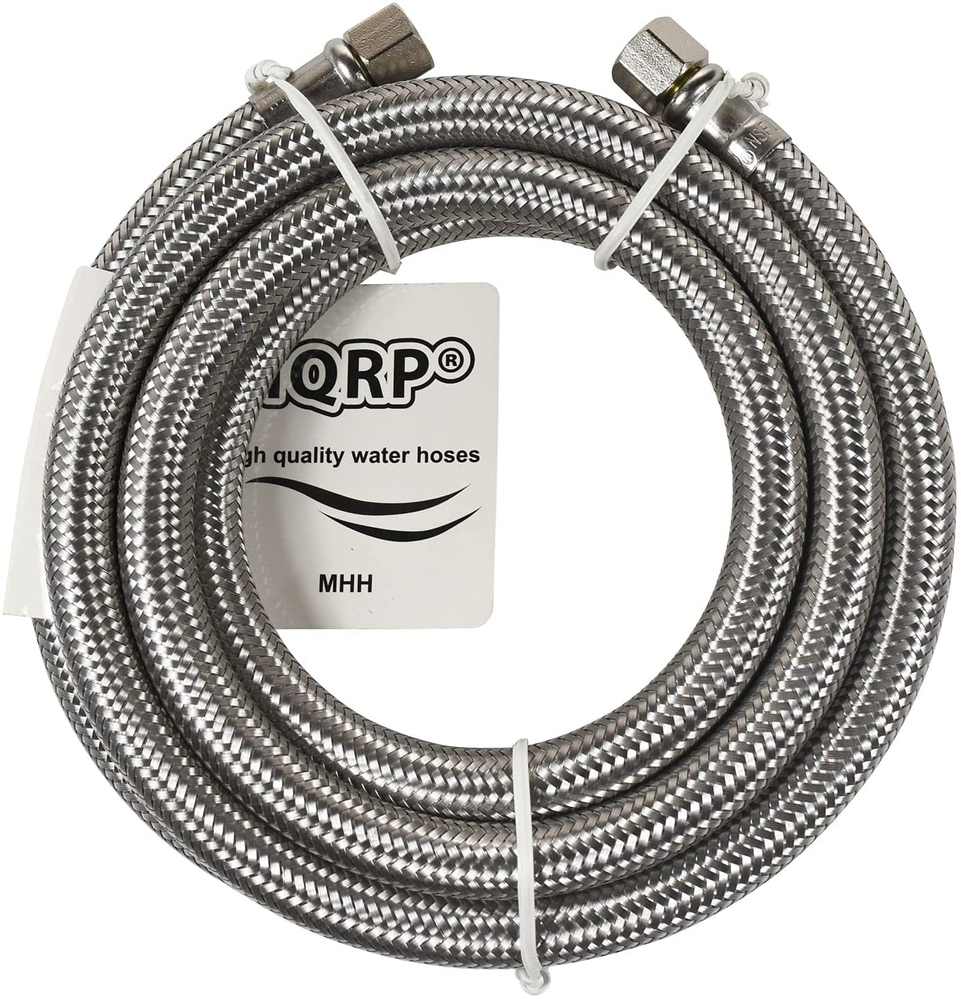 HQRP Universal Premium Braided Stainless Steel Refrigerator/Ice Maker Hose  with 1/4 Comp by 1/4 Comp Connection, 6-ft Burst Proof Water Supply Line  