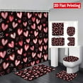 thumbnail image 2 of Costeam Premium Heart Pattern Bathroom 4 Piece Set，Shower Curtain And Bath Mat Kit For Valentine's Day Decor, 2 of 9
