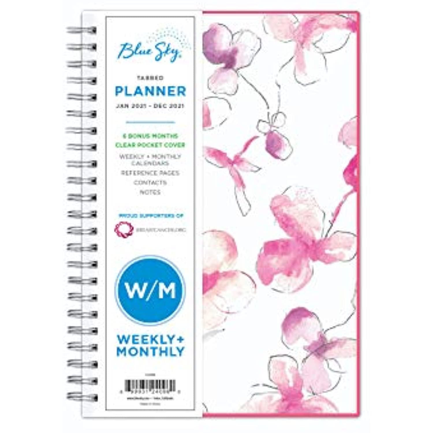 Twin-Wire Binding 5" x Blue Sky 2021 Weekly  Monthly Planner Flexible Cover 