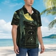 thumbnail image 3 of Sikiie MoonNight Sky Crow Print Men's Hawaiian Shirt, Summer Beach Button Pocket Short Sleeve T-Shirt,3X-Large, 3 of 7