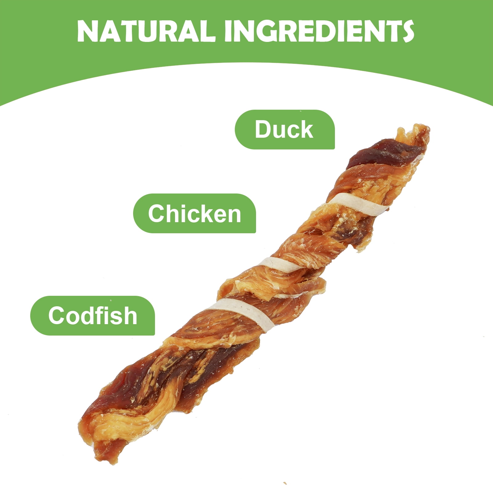 MON2SUN Chicken Duck & Codfish Twist Sticks Small Dog Treats, 17.64 oz (25 Count), 5-7 Inch