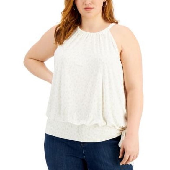 MSRP $60 Inc International Concepts Women Plus Halter Tie-Hem Blouse Size 3X