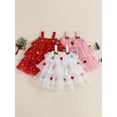 thumbnail image 4 of Jaweiwi Toddler Kids Little Girl Christmas Dress 1-9 Years Star Print Square Neck Sleeveless Layered Tulle Dresses with Plush Ball Christmas Hat, 4 of 9