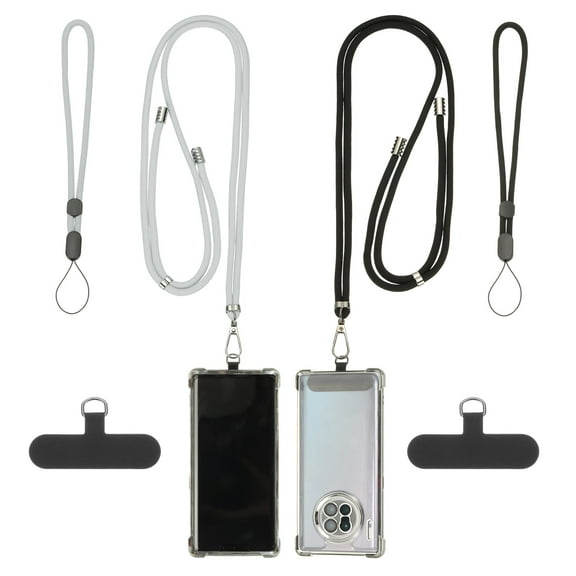 Uxcell Universal Cell Phone Lanyard, 2Set Adjustable Crossbody Phone Strap Anti-Theft Wrist Strap, Black/Grey