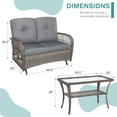 thumbnail image 7 of MEETWARM Outdoor Wicker Patio Glider Set, Loveseat for 2 Person Porch Furniture Glider with Glass-Top Coffee Table, Patio Glider Rocking Bench with Thickened Cushions, Gray, 7 of 7