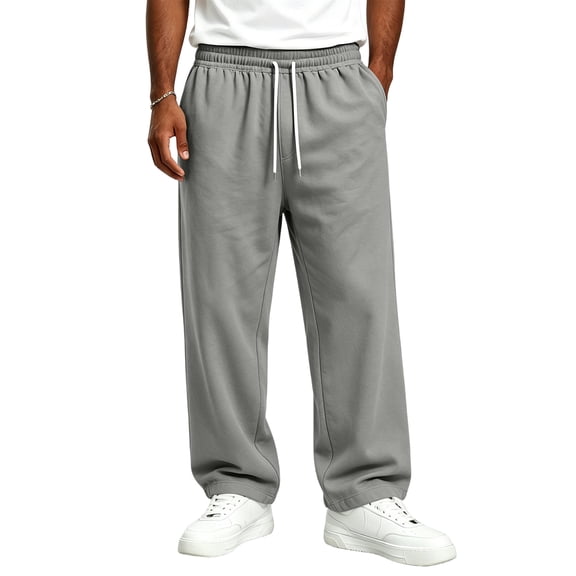 Baggy Sweatpants for Men Drawstring Elastic Waist Casual Pants Loose Workout Gym Track Pants with Pockets Gray M