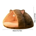 thumbnail image 3 of Plush Semi Enclosed Cat Bed, Calming Nest, Self-Warming Cave, Cozy Pod for Indoor Cats or Small Dogs, Removable Washable Cove With Non-Slip Bottom,15.75x17.72 in （Gray）, 3 of 6