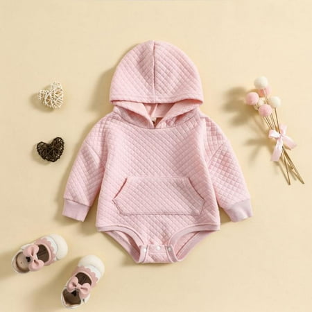 

Bullpiano Newborn Baby Boy Girl Sweatshirt Romper Trendy Long Sleeve Hoodie Fall Winter Clothes