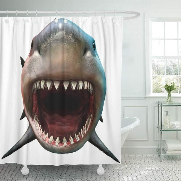 YUSDECOR Bite Shark Biting 3D Front Megalodon Teeth Prehistoric Attacking  Bathroom Decor Bath Shower Curtain 60x72 inch 
