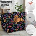 thumbnail image 5 of COEQINE Recliner Cover 3 Seater Stretch Recliner Sofa Cover 8 Pieces Anti-Slip Wear Resistant Dog Couch Slipcover with Side Pocket for Pets, Dogs, Cats, Colorful Paw Print, 5 of 8