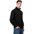 thumbnail image 4 of Milltex Unisex Heavyweight Quarter Zip Fleece Jacket – Soft Cotton Blend Pullover Sweatshirt, High Neck Collar, Full Sleeve Warm Winter Casual Outerwear-Black, 4 of 5