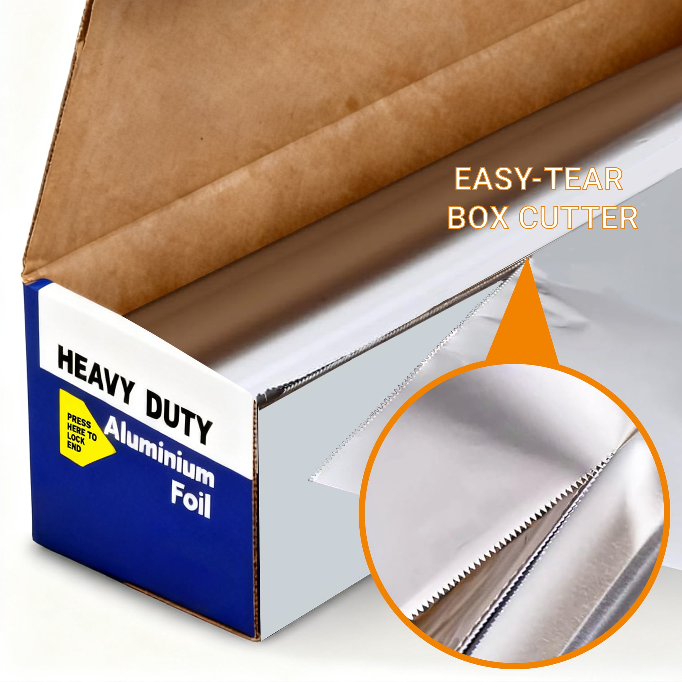 GARITIN Aluminum Foil Paper 223 Sq Ft, Heavy Duty Aluminum Foil, Non Stick Foil Roll with Cutter for Grilling, Cooking, Catering, Grill Foil Wraps for Food, 12 Inches Wide, Silver