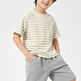 thumbnail image 3 of yillto Kid's Striped Short Sleeve Tshirt Cotton Crew Neck Loose Summer Casual Fashion Shirts for Boys Girls, 3 of 6