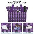 thumbnail image 2 of Tote Bag for Women - Halloween Purple Checkered Ghosts and Icons Shoulder Bag - Large Utility Work Duffle Bag with Zipper Handbag for Travel, Work, Sprots, 2 of 5