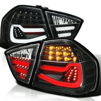 Spec-D Tuning Black LED Tube Tail Lights Compatible with 2005-2008 BMW E90 3-Series 4-Door Sedan, Left   Right Pair Assembly