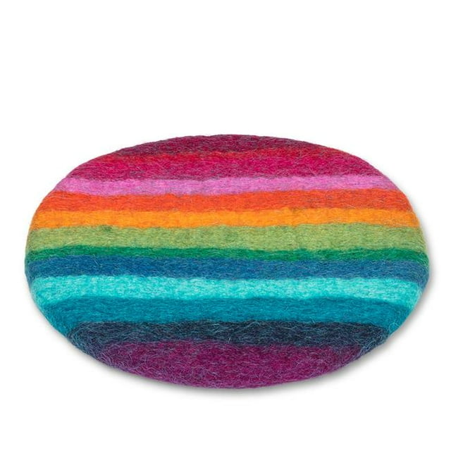 Abbott Collection AB-28-NEPAL-07-MULTI 8 in. Rainbow Stripe Felt Rd Trivet, Multi