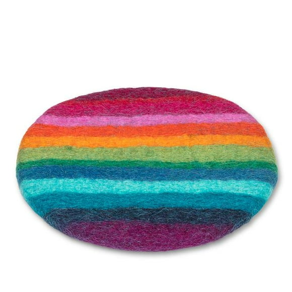 Abbott Collection AB-28-NEPAL-07-MULTI 8 in. Rainbow Stripe Felt Rd Trivet, Multi